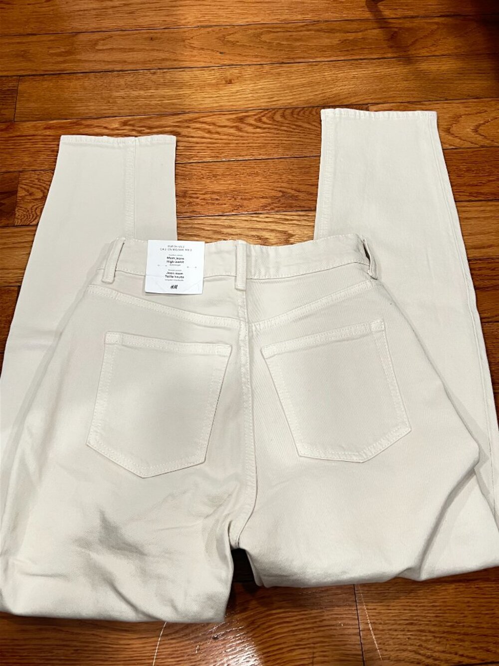H&M cream high waist mom jeans comfort stretch size 2 Brand new